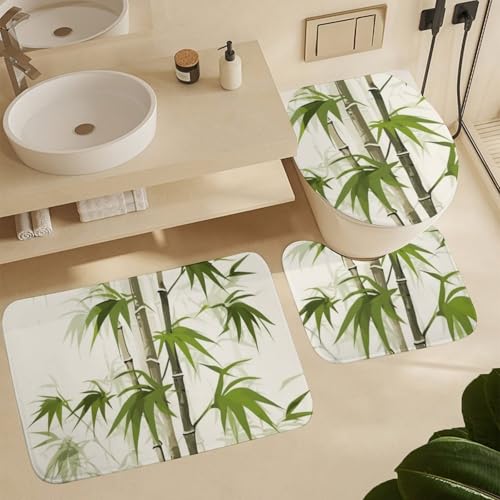 Tapis de douche antidérapant et rideau imperméable ensemble de bain 4 pièces
