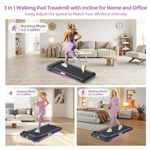 Image of Treadmills with Handle Bar, Walking Pad with Incline for Home Small, Portable Treadmills for Home Exercising, Electric Mini Walking Pad Treadmills with Handles, 3.5HP, 0.6-10MPH, 400LBS