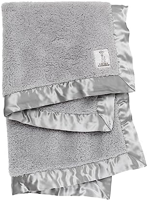 Little Giraffe Baby Blanket - Chenille Soft Blanket with Satin Trim - Baby Stroller Blanket - Newborn Baby Essentials & Baby Gifts - 29x35" - Silver