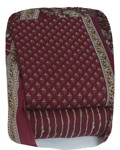 Image of DRAVINAM Trends Women's Premium Cambric Cotton Jaipuri Printed Unstitched Salwar Suit Dress Material with Mulmul Cotton Dupatta