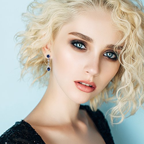 Vintage Style Bridal Simulated Gemstone Statement Pave Crown Halo Cubic Zirconia Aaa Cz Long Dangling Oval Teardrop Chandelier Clip On Earrings For Women Non-Pierced #TOP6