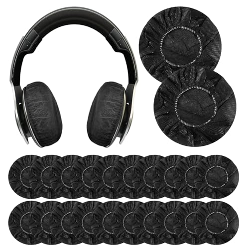 Tvoip 100 piezas funda negra sanitaria para audífonos, no tejida, desechable y superelástica, lavable, para la mayoría de audífonos supraaurales (11 cm/4.33 pulgadas) miniatura 1