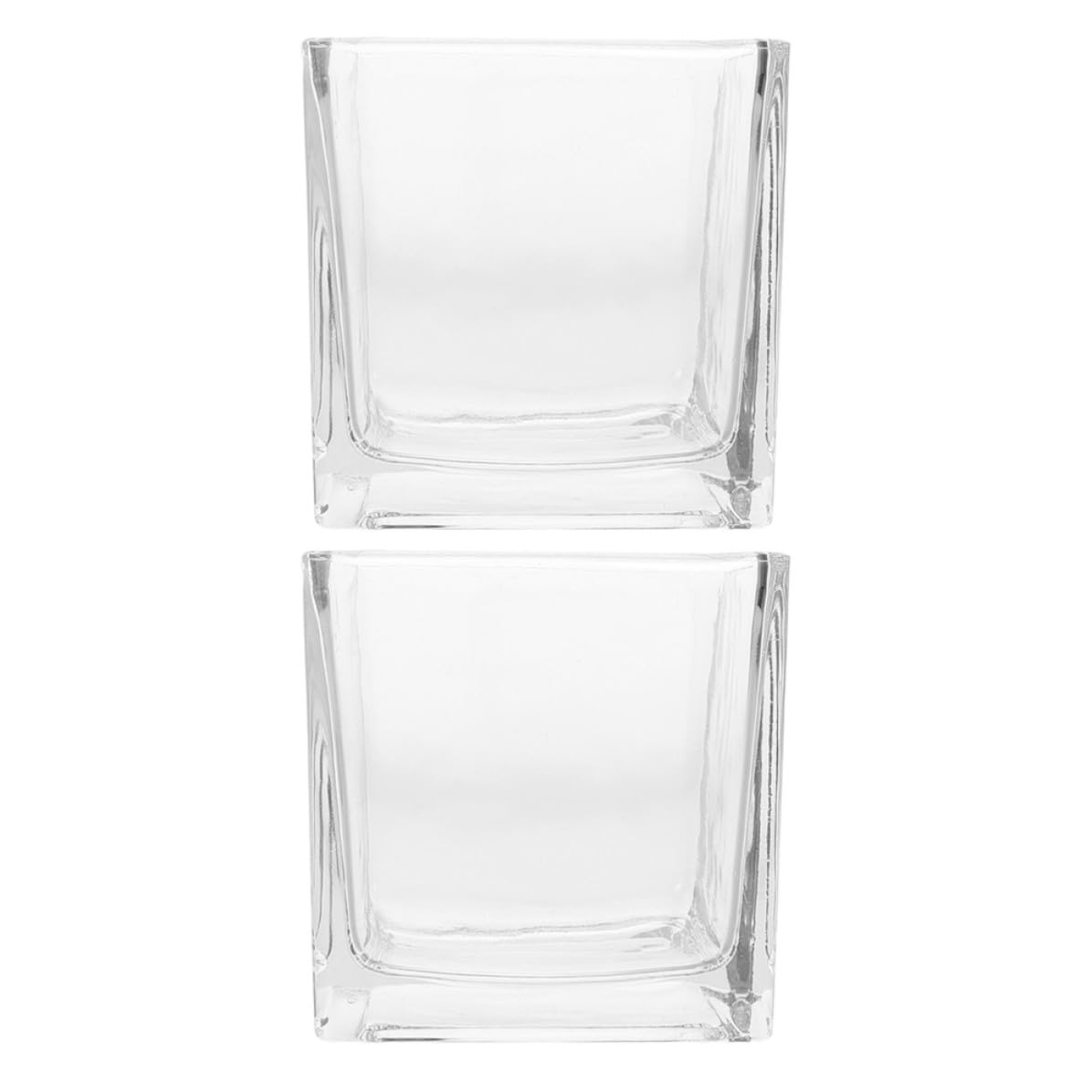 Vases carrés Artibetter en verre transparent lot de 2 pour table