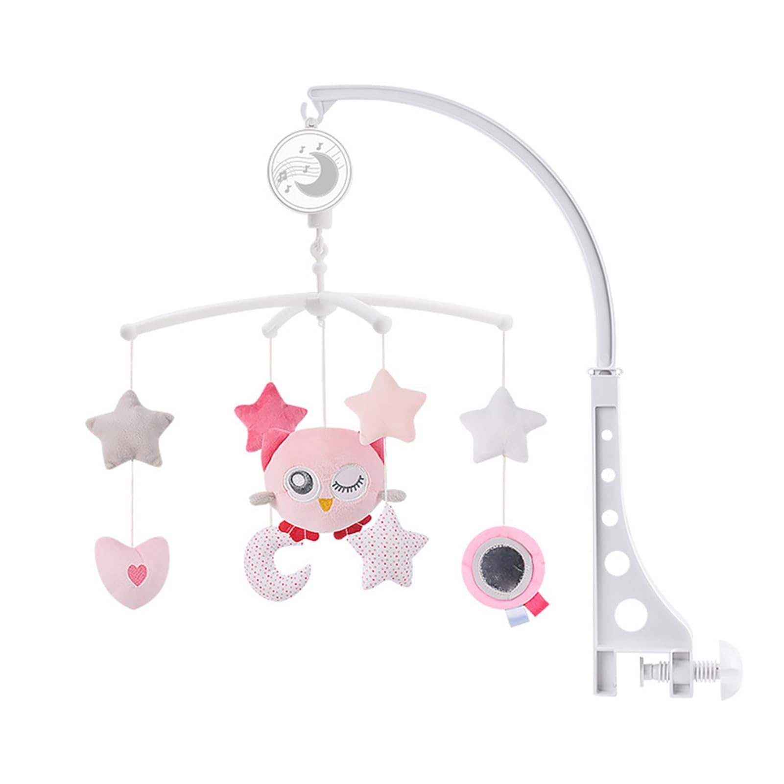 Musical Baby Mobile for Cot and Stroller, Rotating Nursery Toy with Soothing Melodies, Soft Plush Hanging Rattles, Portable Wind Chime fits Newborns, Soft Neutral Owl