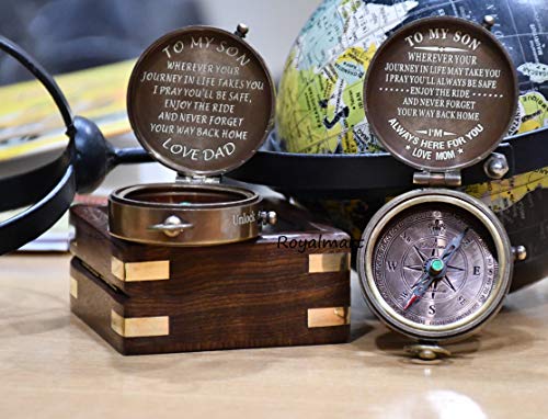 Brújula personalizada antigua de latón estilo vintage para regalo de graduación, aniversario, bautizo, retiro o Navidad - brújula funcional miniatura 3
