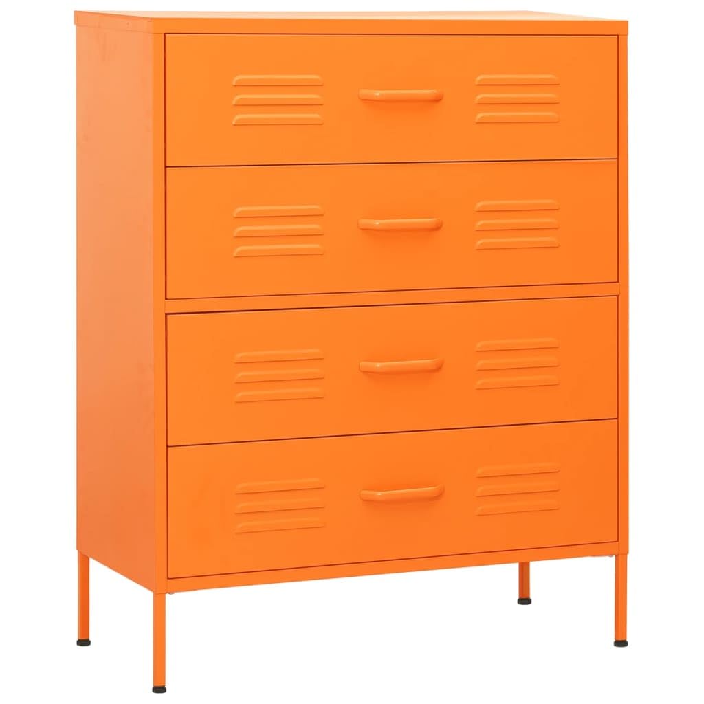Cassettiera moderna in acciaio arancione, 80 x 35 x 101,5 cm, elegante soluzione per riporre oggetti, per camera da letto o soggiorno
