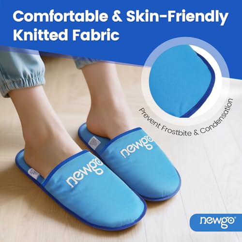 NEWGO Foot Ice Pack Slippers for Foot Injuries Reusable, Ice Therapy Slippers Gel Ice Slippers Cold Pack for Plantar Fasciitis, Neuropathy, Post Partum Feet, Swollen Feet - Blue
