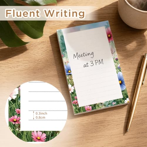 Grand bloc-notes adhésifs lignés pour organiser votre bureau fleuri
