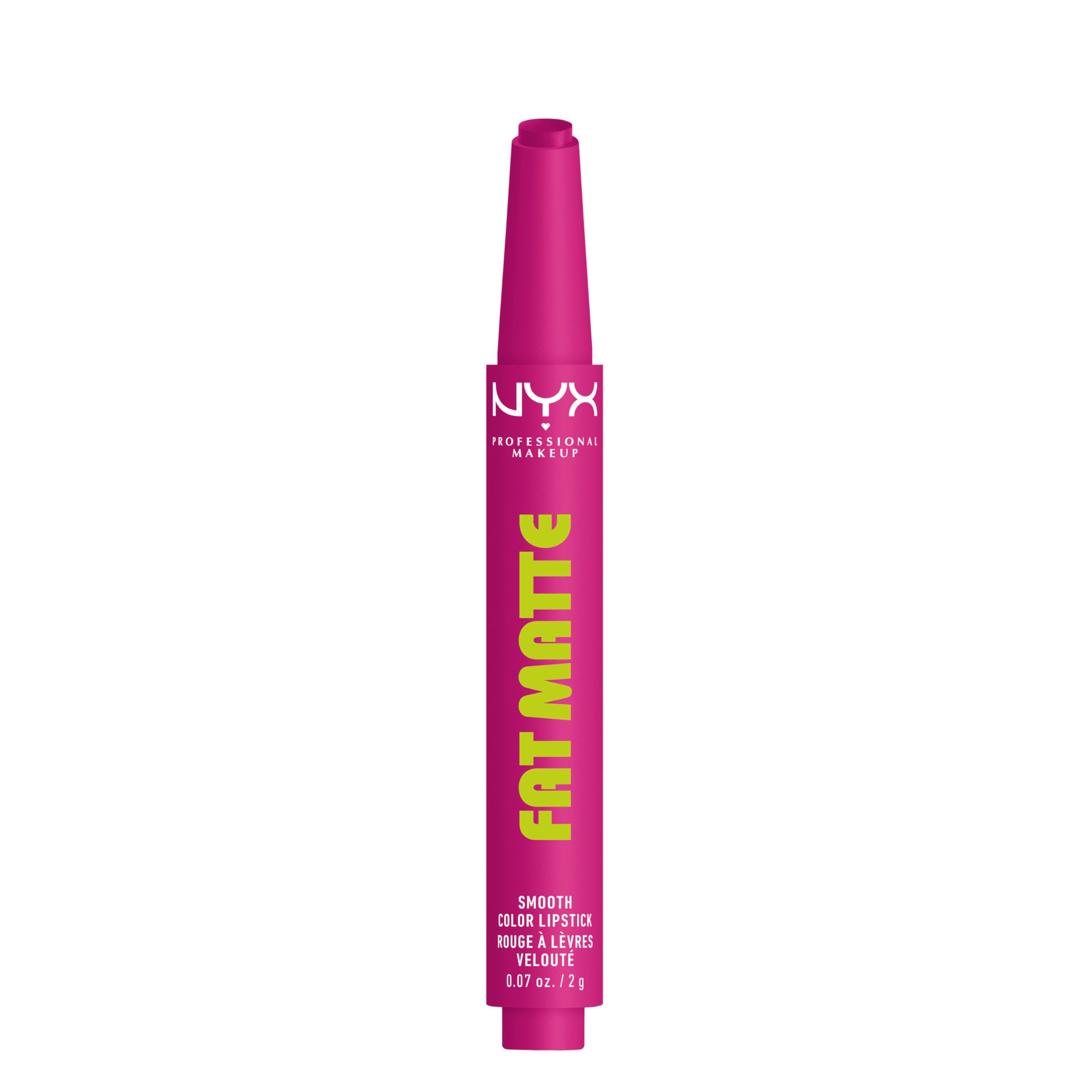 NYX Professional Makeup Fat Matte Smooth Color Lipstick, Creamy Feel, Lip-Smoothing Finish, Shade: 13 Fluffy Fuchsia