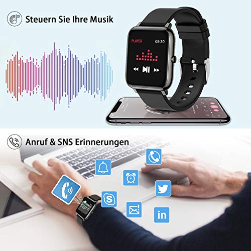 Popglory Smartwatch, fitnesstracker met bloeddrukmeting, fitnesshorloge met hartslagmeter, slaapmonitor, IP67 waterdicht… - Image 7