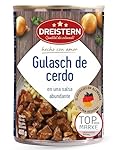 DREISTERN Goulash de cerdo 400 g I Con salsa pican...: INGREDIENTES FRESCOS - Nuestro sabroso guiso se prepara con ingredientes frescos & controlados, como tierna carne de cerdo en salsa asada picante. Producido en Alemania, para un sabor natural. RÁPIDO & FÁCIL DE PREPARAR - Ya sea en olla o microondas,...