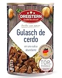 DREISTERN Goulash de cerdo 400 g I Con salsa picante I Guiso sabroso en lata reciclable I Larga duración gracias a la conservación natural I Calidad casera