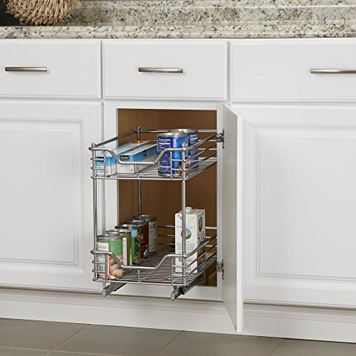 Household Essentials Glidez Chrome-Plated Steel 2-Tier Sliding Under Sink Cabinet Organizer, Chrome #TOP2