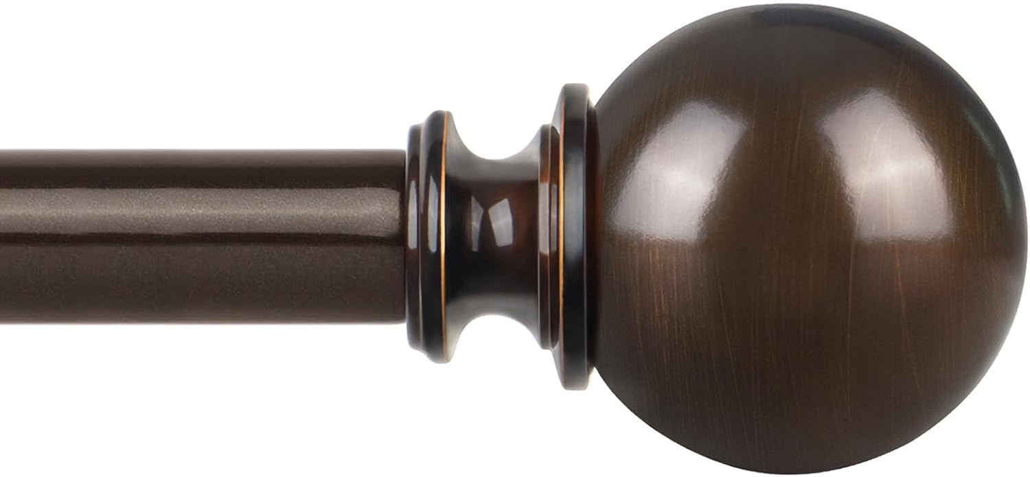 KAMANINA Bronze Curtain Rods for Windows 72 to 144 Inches, Long Curtain Rod 32 to 144 Inches (2.6-12ft), 7/8 Inch Decorative Drapery Rod with Round Finials Antique Bronze 72-144"