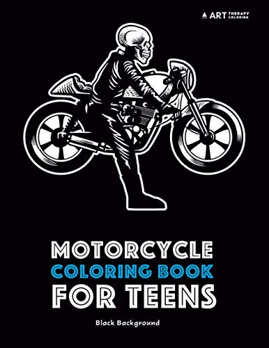 Motorcycle Coloring Book For Teens: Black Background #TOP11