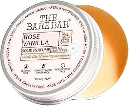 The Bare Bar Rose Vanilla Solid Perfume - 20gm | Floral Fragrance| Odor & Sweat Control | Natural formula and Chemical free| Good for all skin types | Travel Mini Size Solid Perfume for Men & Women