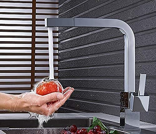 Robinet mitigeur d'évier chromé haut de gamme au design carré - 3
