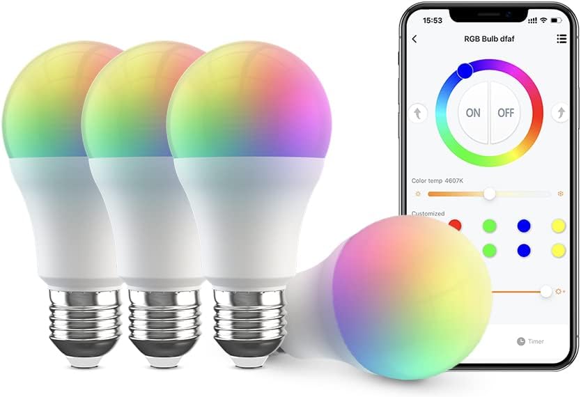BroadLink BLE Smart Bulb LB4E27 4-Pack, Color Changing with Music Sync, A60/E27/9W/800LM, FastCon and BLE Support, Works with Alexa and Google Home (Bulb 4 Pack)