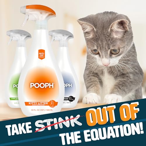 POOPH Kitty Spray - Odor Eliminator, 32oz - Dismantles Odors on a Molecular Basis, Cats, Freshener, Eliminator, Urine, Poop, Pee, Deodorizer, Fresh, Clean, Furniture, Potty, Safe - Thumbnail 2