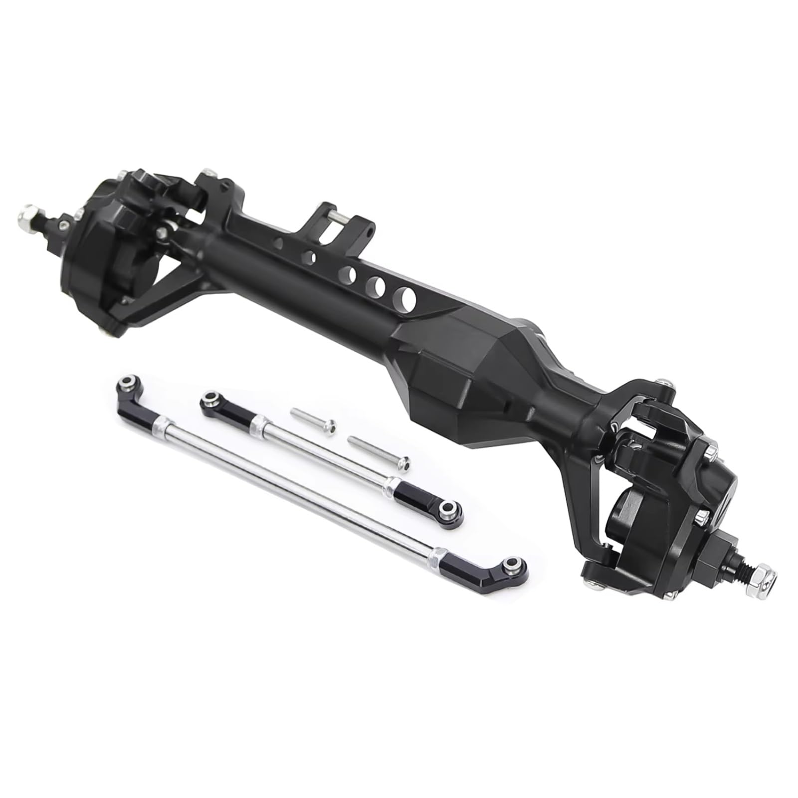 Compatible con Vanquish VS4-10 para Phoenix 1/10 RC Crawler Car, Piezas De Actualización, Eje De Portal Delantero Y Trasero De Aluminio, Conjunto Completo reemplazo RC(Black,1set)
