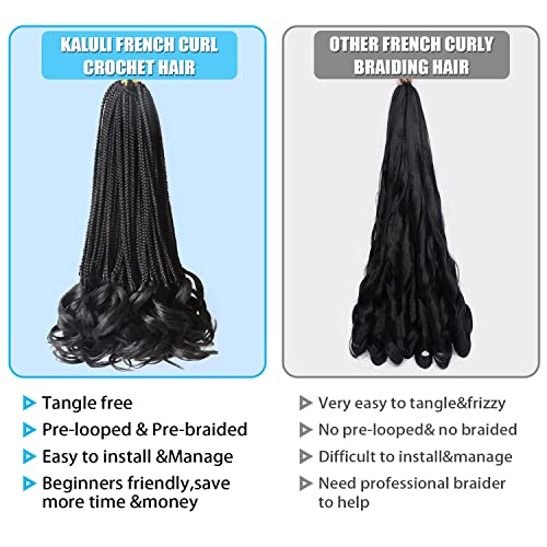 French Curly Crochet Hair For Black Women Goddess Box Braids Crochet Hair 16 Inch 7 Packs French Curl Crochet Braids Luxury Braiding Hair Pre Looped Knotless Braids With French Curls(1B#) #TOP3