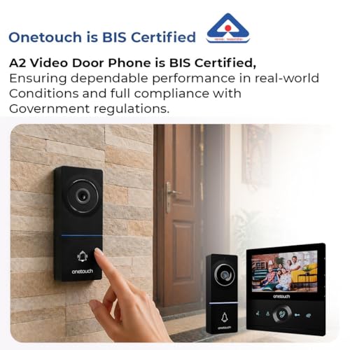 Image of ONETOUCH BIS Certified 7 Inch Analog HD Video Door Phone with Monitor, Wired Video Intercom, SD Card Recording, 2MP Wide Angle Camera, IR Night Vision, IP65 Waterproof Unit