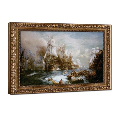 Tableau Battle of Trafalgar par William Lionel Wyllie impression sur toile 30x45 cm