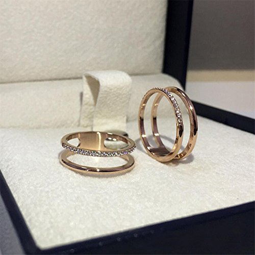 Women's Stainless Steel Cubic Zirconia Ring Knuckle Midi Stacking Double Lines Eternity Bands4