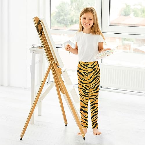 Girls' Leggings Children's Yoga Pants Skinny Printed Dance Orange Black Tiger Stripe Comfortable 4T4