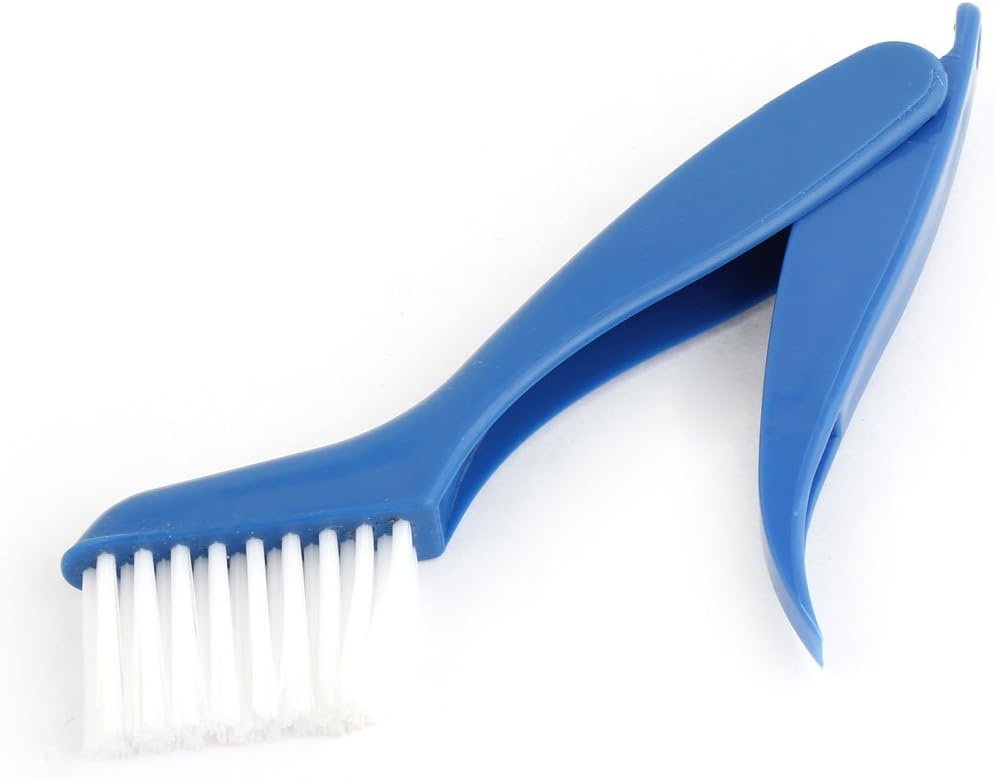 Ruilogod Car Cleaning Tool Folding Blue Plastic Handle Clean White Brush