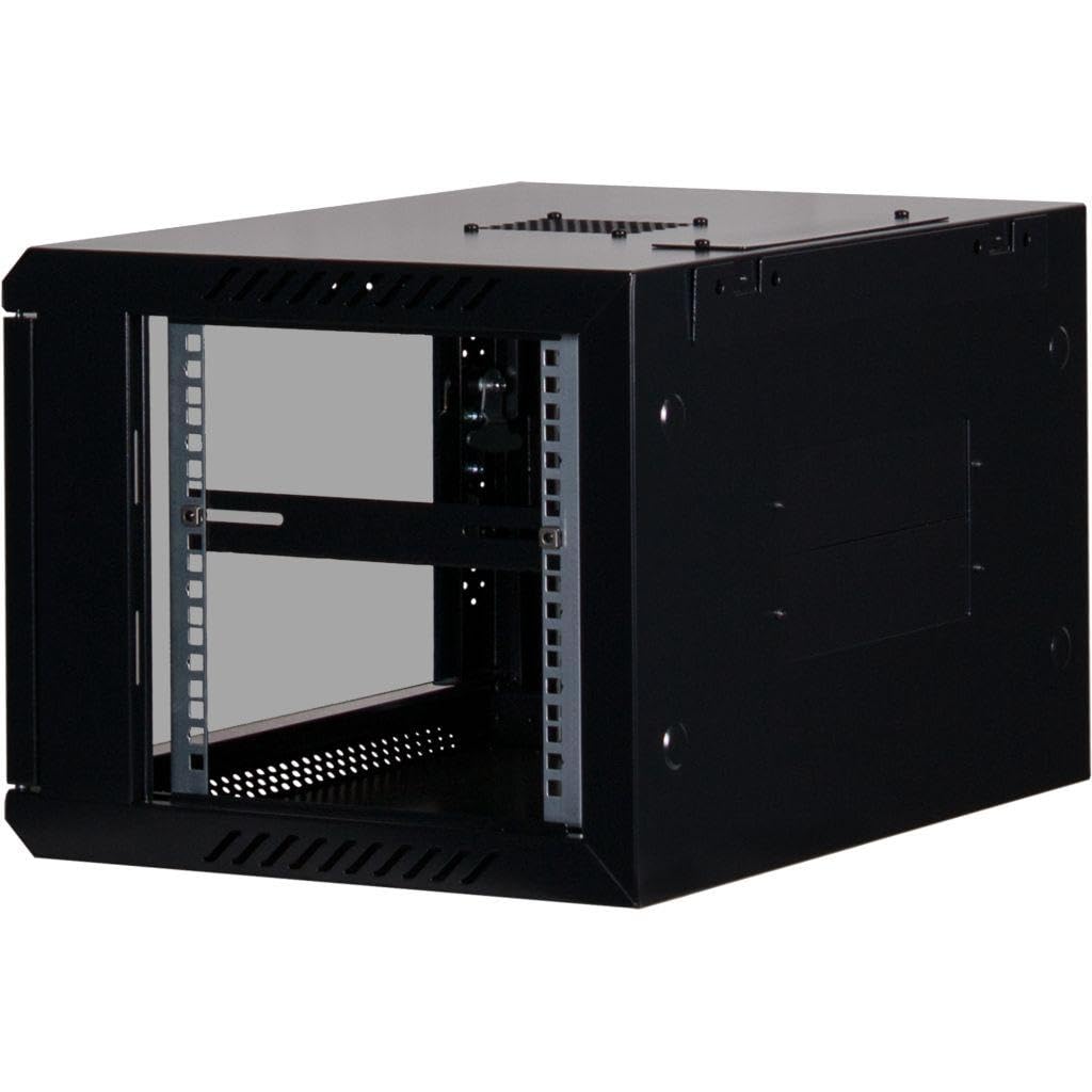 Rockstable 6HE Netzwerkschrank, Serverschrank - 19 Zoll Wandmontage - (BxTxH) 600x440x370mm mit Glastür - Schwarz - Abschließbar - Vormontiert - Traglast 60kg
