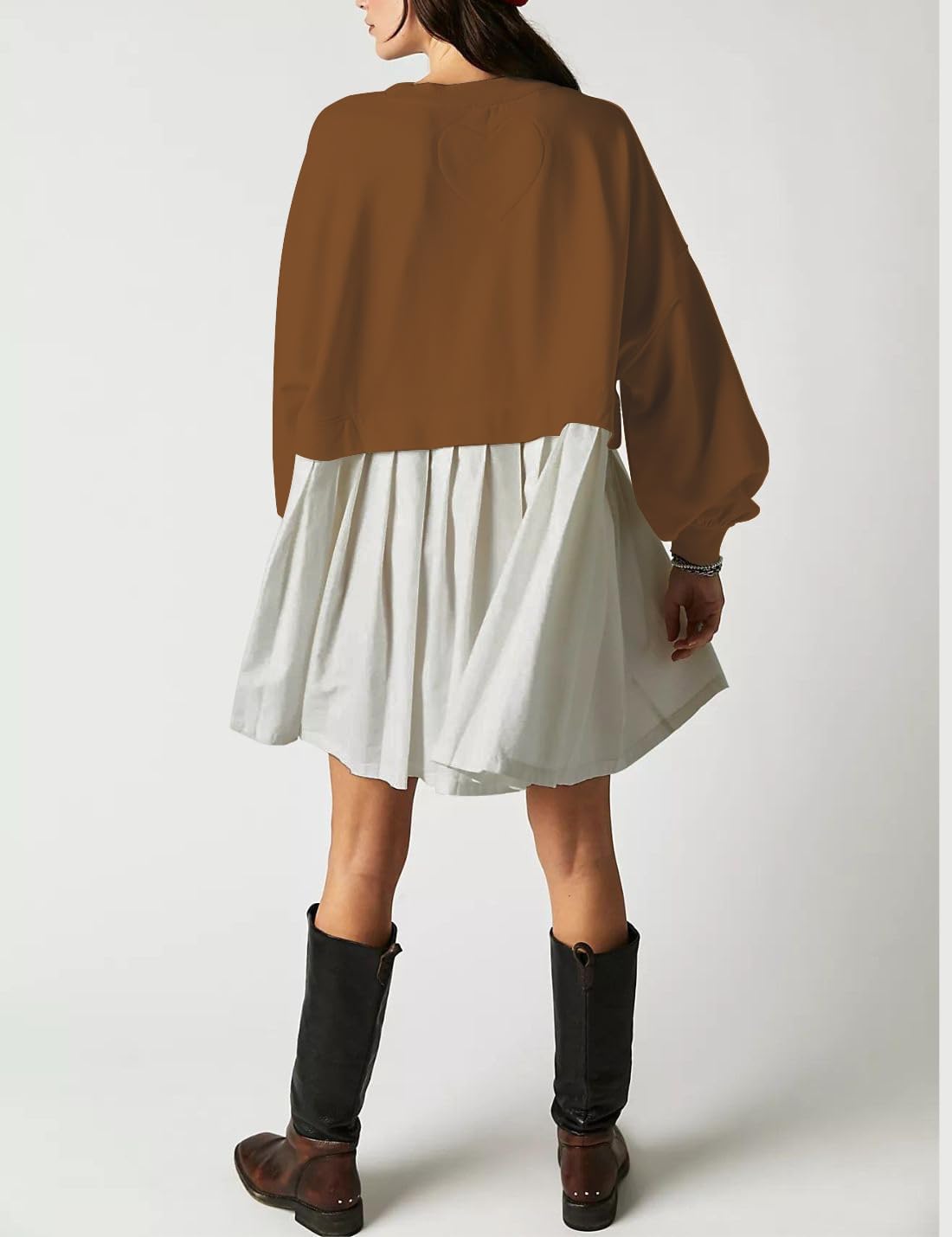 happlan Women's Oversized Sweatshirt Dress - Stylish Crewneck Pullover Mini Dress - Image 4