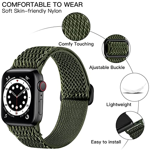 Lerobo Elastic Bands Compatible with Apple Watch 44mm 45mm 49mm 42mm 40mm 38mm 41mm for Men Women,Adjustable Solo Loop Nylon Braided Replacement Strap Compatible for Apple Watch Ultra iWatch SE Series by Lerobo - Image 2