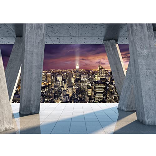 Runa Art Papel tapiz fotográfico Ventanas con vistas a Nueva York Moderna Lana Sala Cuarto Salón - Made in Germany - Violeta Azul 9140010b