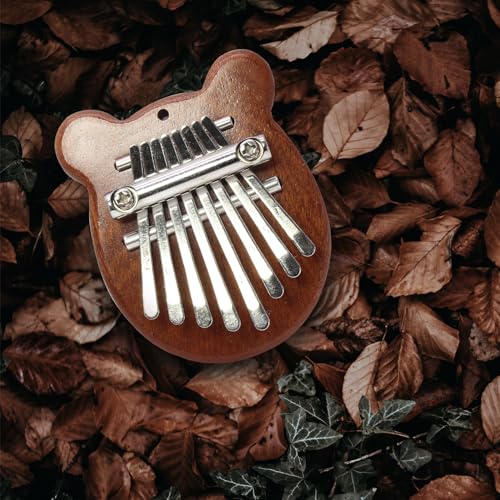 Image of Uenhoy Mini Wood Kalimba Thumb Piano 8 Keys Finger Thumb Piano, Bear | Musical Instruments, Portable Wooden Mbira Finger Piano for Piano Beginners
