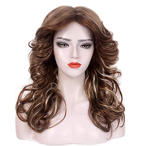 Reewes 70S Wig Farrah Fawcett Wig Vintage Wigs Blonde Wig For Women Lady Natural Synthetic Full Wigs Vintage Cosplay Costume Disco Hair Wig Feathered Wig (Highlight) #TOP7