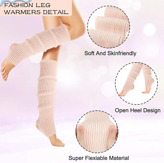 Image of YUANQIAN Women Winter Extra Soft Long Legwarmer Warmer Knitted Stirrup Leg Warmers for Yoga Ballet Dance