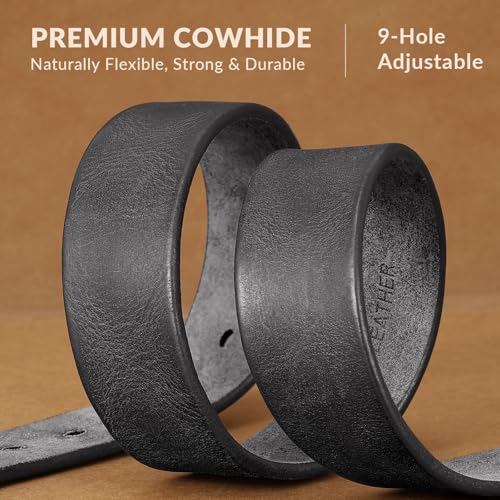 Image of Men's Leather Belt Full Grain Leather Belts for Men Handmade Real Solid Top-Grain Leather Heavy-Duty Work Belt Gifts