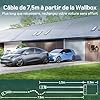 dé Borne de Recharge Véhicules Électrique 11kW APP[6-16A, Triphasé] Wallbox 11kW avec Câble Type 2 7,5m, RFID, Borne de Recharge avec RCD Type-B et ip54 pour E-208 et Autres BEV/PHEV, Noir