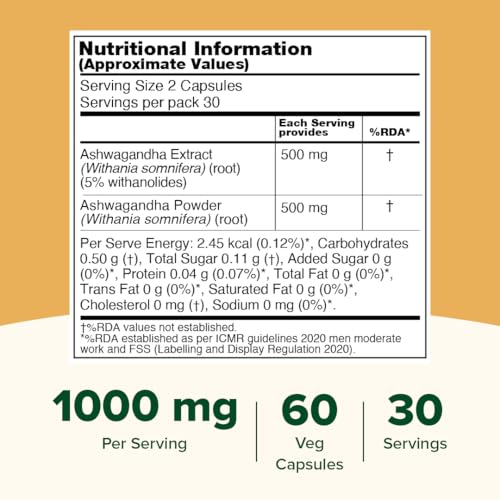 VAHDAM Ashwagandha Root Capsules 1000mg - 60 Capsules view 2