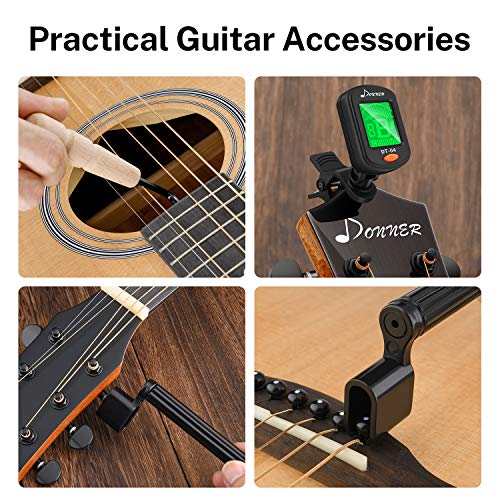 Kit Guitare Acoustique Débutant Best Choice - Guitare Bois + Sac + Accessoires (médiators, Cordes, Capodastre, Sangle)
