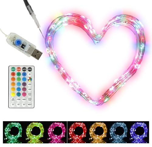 Clauss LED-Mini-Lichterkette Bunt mit USB-Anschluss und Fernbedienung,...