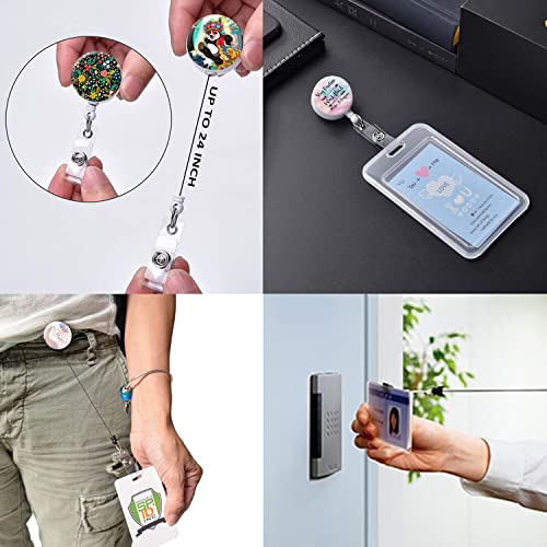 Lonnaone Id Badge Holder,Retractable Badge Reel With Alligator Clip Decorative Badge Clip For Id Card Holders Office Worker Doctor Nurse Teachers Students (Stay Positive 3Pack) #TOP4