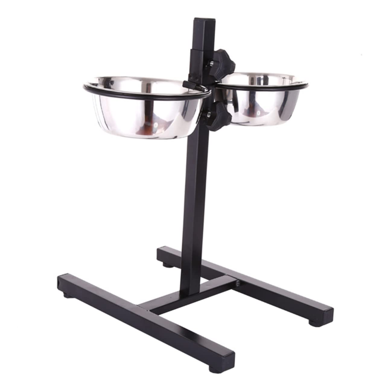 Mikikit Set di Ciotole per Animali Domestici in Acciaio Inox Supporto Rialzato Regolabile in Altezza e Base Antiscivolo, per Cani e Gatti