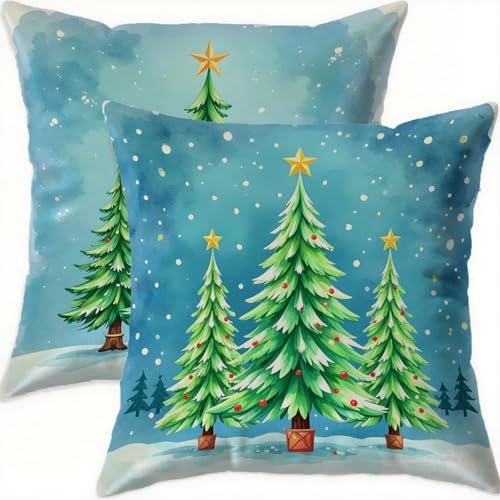 Taie oreiller velours vert 60x60cm premium double face imperméable de Noël - 2