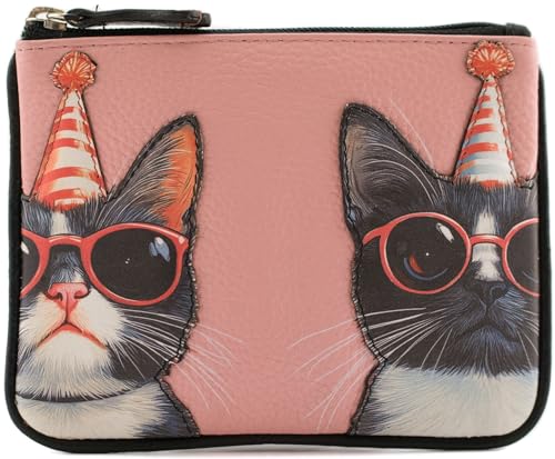 Porte-monnaie Mala Leather Cool Cats en cuir noir avec protection RFID