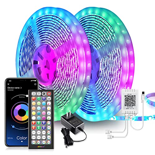 Nexillumi LED Lights for Bedroom 130 ft (2 Rolls of 65.6ft) Music Sync Color Changing Led Strip Lights (APP+Remote Control)