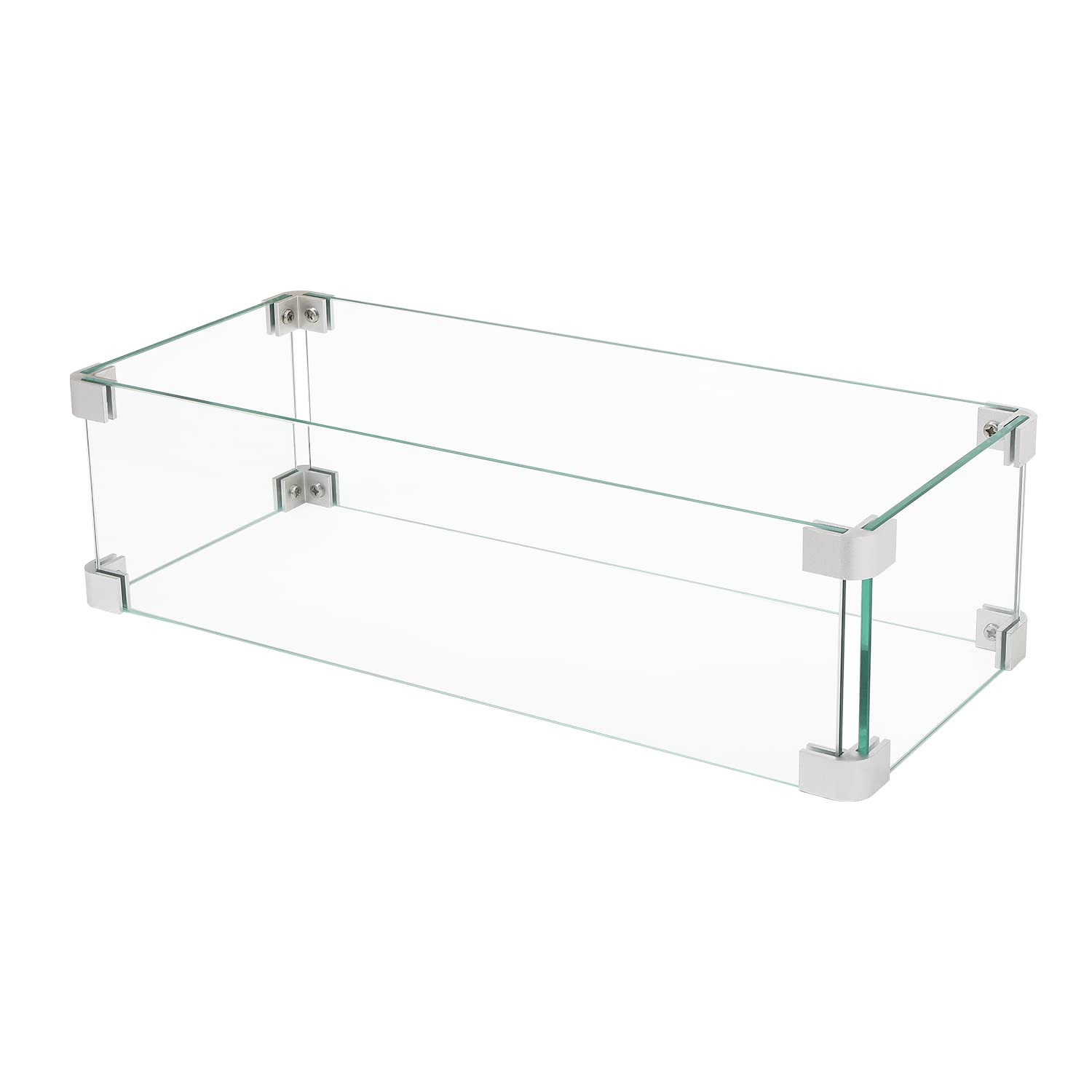 SUNBURY Glass Wind Guard Fence, 32.5 x 10.5 x 5.5 Inch Rectangle Fire Table Accessory Shield