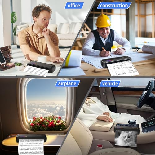 Image of Portable Thermal Wireless Printers for Home Use, Inkless-Bluetooth-Printer Support for 8.5 inchx11 inch US Letter & A4 Size Thermal Paper Compatible with iOS, Android & Laptop for Tattoo,Travel,Office,Black