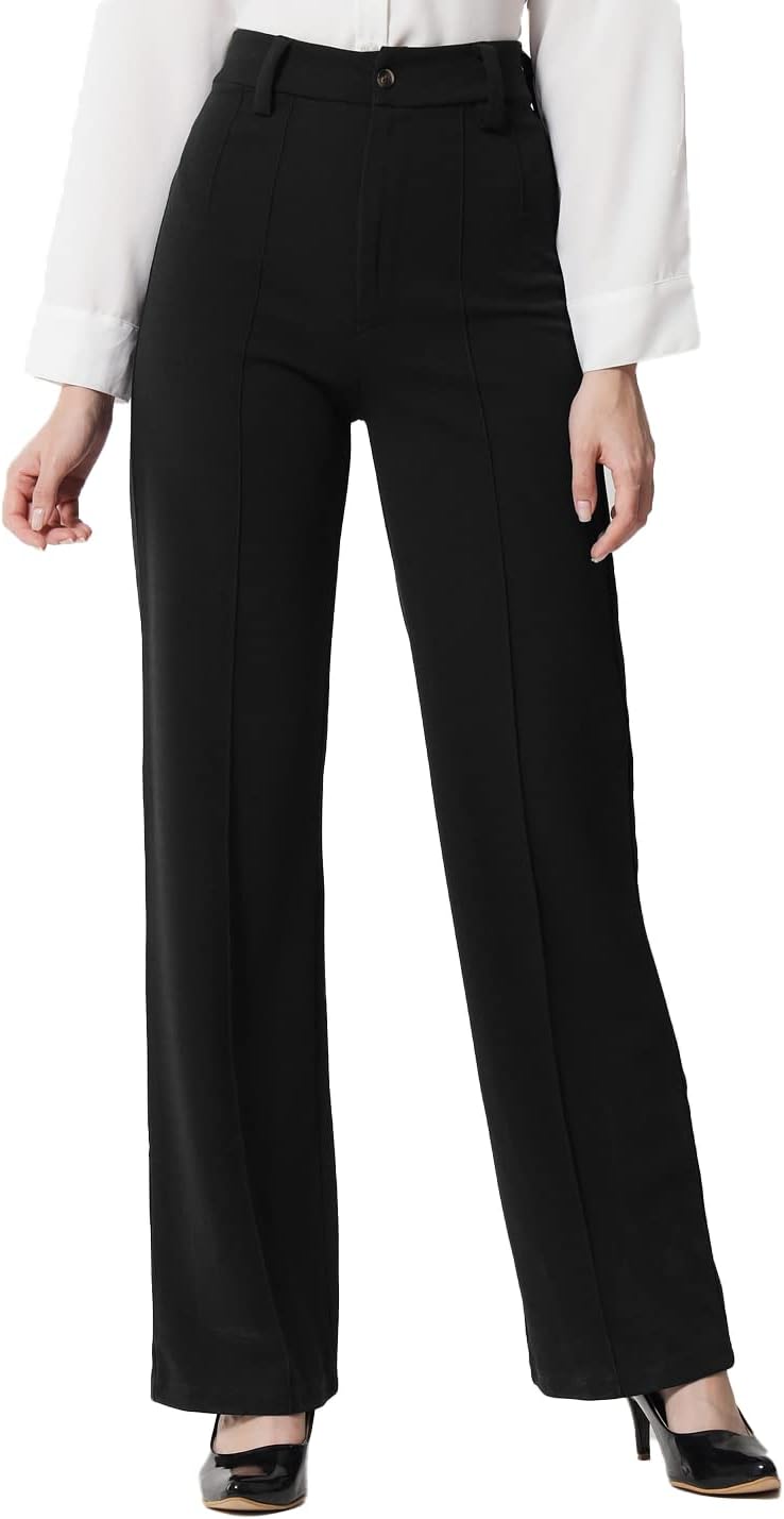 Women's Green Polyester Blend Plain Pants